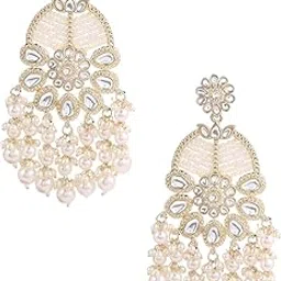 priyaasi Pearl and Kundan Floral Design Earrings-picture-53