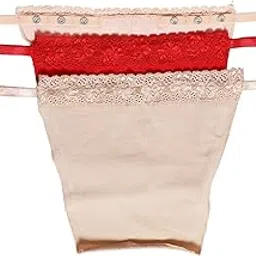 finesse miracle cami Women's Cotton Clip on Mock Lace Camisole Deep Neck Cover Miracle Cami. Set of 3. Beige, Red & Peach-picture-66