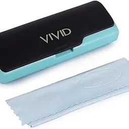 vivid Vision Unisex Adult Lightweight Eyewear Specs Case Cover | Free With Cleaning Cloth | Protect Eye Glasses | Plastic | Spectacles | Cases | AP - 427_BLACK - SKY BLUE with Cloth-picture-22