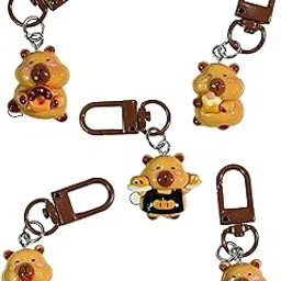mittijoy 5 PCS Capybara Keychain, Cute Keychains for Girls with Donut Cake Toast Strawberry Baguette Pattern, Durable Key Holder for Bag Car Keys, Gift for Animal Lovers, 6x2x0.2cm-picture-28