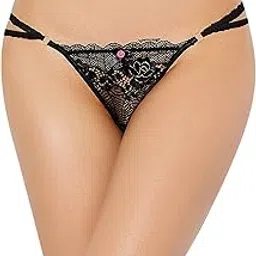 Women's Strappy Lace Thong Panty, Low Rise Design, Women's Lace Thong Panty with Strappy Details-picture-14