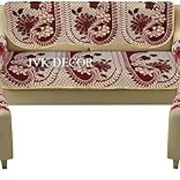 JVK Decor Exclusive Velvet Heavy Fabric 500 TC Floral Design 5 Seater Sofa Cover with 6 Arm Set Use Both Side -16 Pieces (degin G)-picture-21