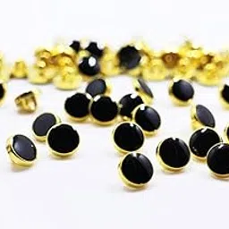 Bhavya Enterprises Black and Gold Shank Buttons - Golden Edge, Small, for Blouse, Shirt Cufflink, Suit Jacket - 10mm (50)-image-42