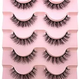 bombay vanity 3D Faux Mink Natural Eyelashes Pack of 5 False Eyelash, Eye Makeup Lash Posh 5 Pairs Lashes 10-16mm, pack of 5 Pair Artificial Eye Lashes (FEATHER lashes)-picture-59