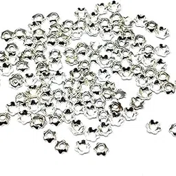 Radhesh Creation & Jewellery Silver Color Metal Base Bead Caps for Jewelry Making & Craft Work Material(Pack of 100)-picture-36