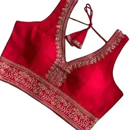 Women’s Embroidered V-Neck Saree Blouse | Readymade Designer Blouse with Back Dori | | Party, Wedding Top | | Latest Blouse Design 2025 |-picture-20
