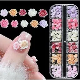NPAH 180Pcs Nail Charms 3D Flower Nail Decals Color Resin Camellia Nail Decals Assorted Color Flower Nail Decals for DIY Nail Art Creative Nail Art Decals Nail Charms-image-80