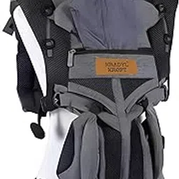 Kradyl Kroft Adjustable Baby Carrier for 4 to 24 Months Baby with 4 Carry Positions | Handsfree Carrier | Waist & Back Support | Soft Padding and Buckle Support (Dark Grey Hood)-picture-45