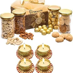 NUTRI MIRACLE Lohri Gift Hamper | Dry Fruit and Chocolate Gift Pack with Decoratives Diyas-image-11