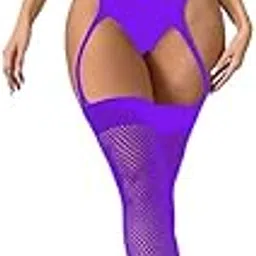 babex Deep Pink Full Body Transparent Hollow and Crotchless Fishnet Bodycon Dress/Babydoll -STK622-picture-13