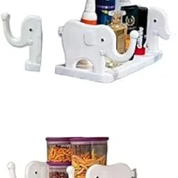 TRISUL (Pack of 2) Elephant Cartoon Stand Multipurpose Wall Mount Floating Shelf and Rack with Self Adhesive Sticker. Mounted Storage Organiser for Kitchen, Bedroom,_Office Supporting-picture-12
