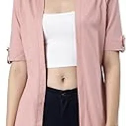 twin birds Solid Shrug top for Women | Foldable Sleeves with Buttons | Cotton-picture-28