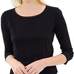 Sundish Round Neck Cotton Regular Fit 3/4th Sleeve Black T-Shirt for Women & Girls |Tee Tops-picture-27