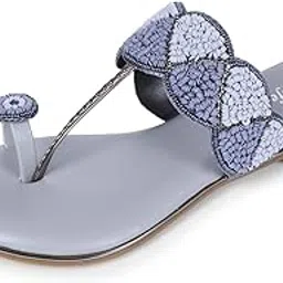 lotusfeet womens Pair of Embroidered & Embellished Flat Fashion Slipper for Daily use Trendy and Fancy Slipper For Women & Girls Anti-Skid & Comfortable Premium Slip on & Toe Strap Style-picture-25