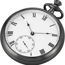 alwesam Resistance Full Steel Pocket Watch Mechanical Hand Wind Antique Clock Honed Stainless Original with Chain & Box, black, everyday-picture-39