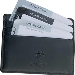 welmonk Genuine Leather Card Holder, 6 Card Slots, Money Pocket, Black, 10 x 7 cm-picture-20