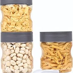 FLAIR StackUp 1600 ML Storage Jars Set of 3 (GREY) – Airtight Lid, Stackable PET Storage Jars for Kitchen Storage – Perfect for Spices, Pulses, Cereals, Cookies, Dry Food & More-picture-15