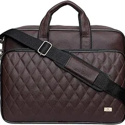 Brown Artificial Leather Quilted Men Women Laptop Cross Over Shoulder Messenger Office Bag (1107_Brown)-image-54