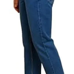 Men's Slim Fit Denim Jeans Straight Leg, Cotton Blend Button ClosureJeans-Navy Blue-30-picture-27