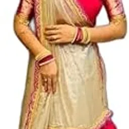 Soft Grey Wedding Georgette Saree With Leaf Motifs And Subtle Mirror Work-picture-18