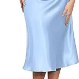 janak 'n' masaaya Women's Satin Midi Skirt, A-Line Silhouette, Elastic Waist-picture-14