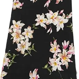 Floral Print Crepe Dress Material, 5 Meters, Black and Pink-picture-46