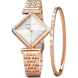 giordano Rose Gold Analog Watch for Women with Bracelet Set – Diamond-Shaped Shimmer Dial, Crystal Detailing & Stainless Steel Strap – Elegant Gift Combo for Women-picture-28