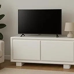 MANGO TRUNK White Solid Mango Wood Cabinet, 2 Door Modern Rustic Storage Sideboard, Lacquered Finish, 100 x 40 x 74 cm-picture-17