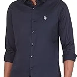 u.s. polo assn. Men's Cotton Stretch Fit Solid Satin Stretch Spread Collar Barrel Cuff Casual Shirt-picture-46