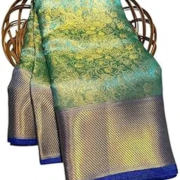 Women's Nayathra ma'am Ispiring kanjiverm Tissue Silk Saree in Silver with Banarasi Authentic Design-picture-56