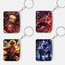 adrail store Premium (Pack of 4) DEMON SLAYER Printed Keychain For Bike, Scooty, Car, Acrylic Keyholder-picture-30