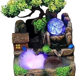 Merishopp Creative Waterfall Fountain Rockery Led Lights Indoor Meditation with Fog | Home Decor | Indoor Fountains-image-83