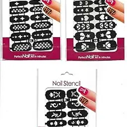Nail Stencils Nail Sticker Stylish Self-adhesive Manicure Sticker Nail Art Accessory. ( pack of 3)-picture-38