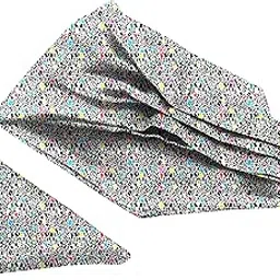 blacksmith White Multicolor Alphabet Printed Neckwear Ascot and Matching Pocket Square Set for Men-picture-16