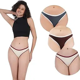 Flosee Women's Viscose Cotton Lycra G-String Thongs, Pack of 3, Soft, Stretchable, Available in Regular & Plus Size-picture-21