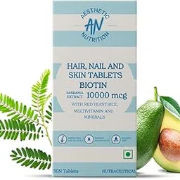 Hair, Nail and Skin-30 Tablets –Beauty Booster with Biotin,10000 mcg Sesbania Extract,Red Yeast Rice,Niacinamide, Folic Acid, and Zinc-picture-45