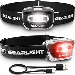 GearLight Rechargeable Headlamp Flashlight S500 [2 Pack] - Running, Camping, and Outdoor LED Headlight Headlamps - Head Lamp Light for Adults, Kids, Emergency Gear Supplies Accessories-image-44