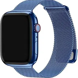 Fullmosa Metal Band Compatible with Apple Watch Straps 42mm(Series 10 11) 41mm 40mm 38mm Women Men,Milanese Loop Replacement iWatch Strap Series 9 8 7 6 5 4 3 2 1 SE SE2, Blue [NO Watch and Case]-image-54