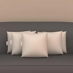 HAUSWAY Microfiber Square Cushion for Sofa & Bed | Soft, Fluffy for Comfort & Back Support | Breathable, Washable Cushion - Cotton Canvas, Pack of 5 [16" x 16"]-picture-22
