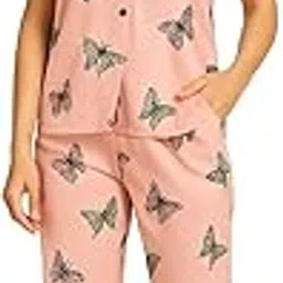 YOUSAFZAI HUB "Stylish Women's and Girls Night Suit Set | Flower Print Shirt & Pyjama | Soft Sleepwear for All Seasons-picture-52