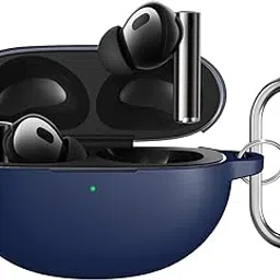 Sounce Silicone Case Cover for Realme Buds Air 5 Pro / 6 Pro, Portable Non-Slip Grip & Scratch-Resistant Protector with Carabiner Clip Full Protection Water Resistant, Shockproof Cover (Blue)-picture-21