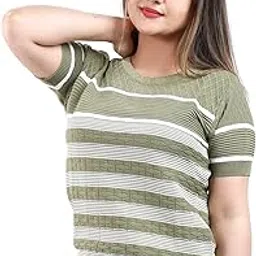 feverfew Latest Trendy Short Sleeves Round Neck Women Top Crop Top Shirt-picture-37