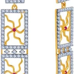 p.c. chandra jewellers 14k (585) Yellow Gold and American Diamond Stud Earrings for Women-picture-13