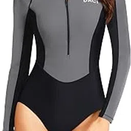 daci Women Rash Guard Long Sleeve One Piece Swimsuit Zipper Surfing Bathing Suit UPF 50-picture-32