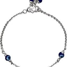 lbv 925 Silver Evil Eye Anklet (Single) for Women & Girls | Adjustable Nazar Protection Payal | Durable | Stylish Minimal Design | | Handmade Anklet Jewellery-picture-12