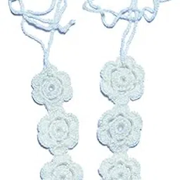 Handmade Women Off White Toe Ring cotton Knitted Anklets/WomenFfashion-picture-24