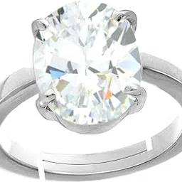 Akshita gems 14.25 Ratti 13.00 Carat Natural Quality Rashi Ratna Astrological White Zircon Stone Silver Adjustable Ring for Men and Women-image-61