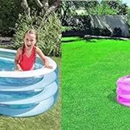 Kreative Marche® Oval Whale Fun Swimming Pool Inflatable Bath Tubs for Adults Spa Swimming Bath Tub 5 Feet Blue (with Free 3 Ring 2.3ft Kiddie Pool and Manual Pump)-picture-13