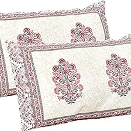 elanorhomes Pure Cotton Pillow Covers Set of 2 (27x18) - Rosy Glow with Zip Closure, 180 TC-picture-17
