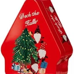 JAZZY PEARLS® 6xChristmas Candy Box Decorative Chocolate Snacks Storage Ornament Biscuit Can Red Tree Dwarf | 1 Christmas Candy Box(6 Pack) image 1